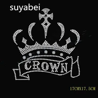 2pclot crown strass iron on appliques design stone hot fix rhinestone motif iron on crystal transfer patches for shirt