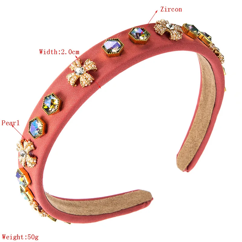 

Luxury Baroque Pearl Rhinestone Thin Edge Headband Fashion Hair Accessories Women Alloy Flower Boutique Hair Hoop Cute Hairbands