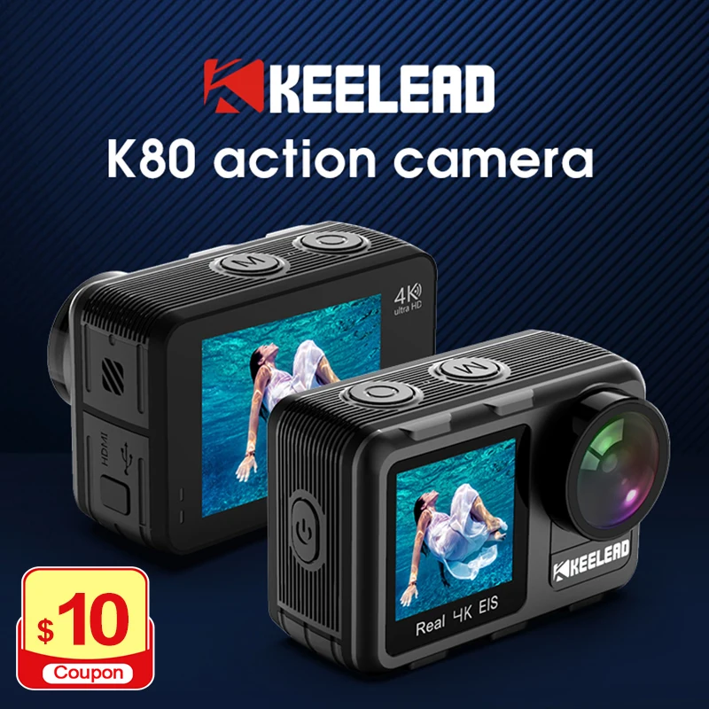 Экшн камера KEELEAD K80 4K 60 кадров/с 2 0 дюйма сенсорный экран Wi Fi 20 МП|Экшн-камеры| |