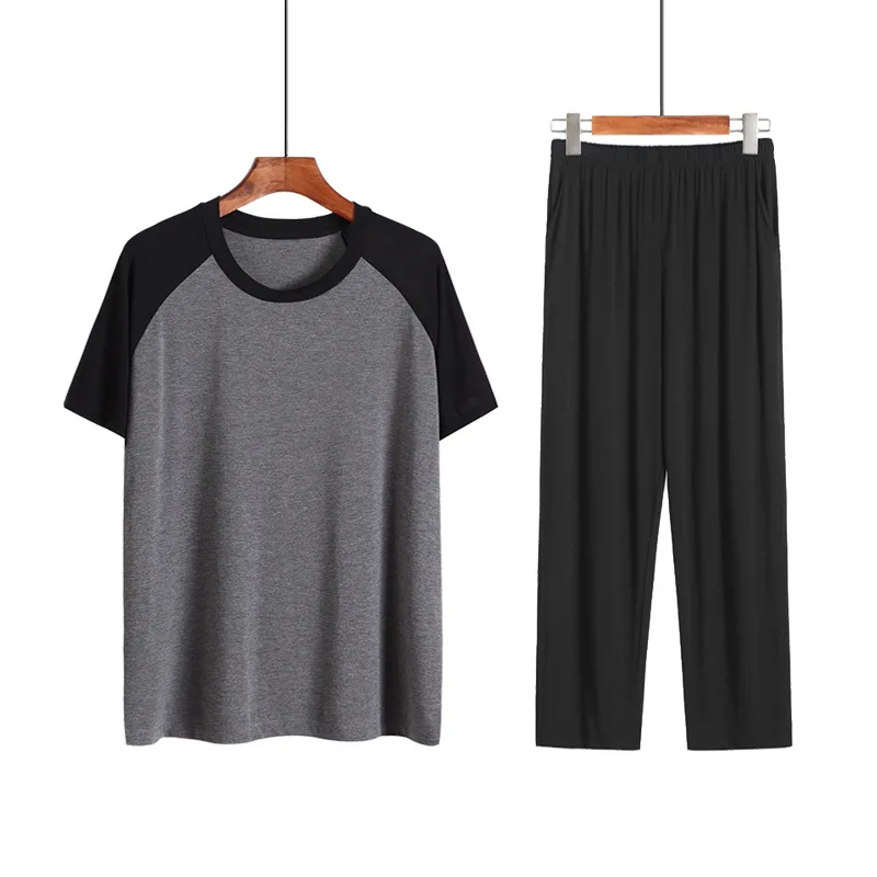 

Spring and summer men's home service thin suit loose plus size comfortable casual pajamas short-sleeved trousers wholesale