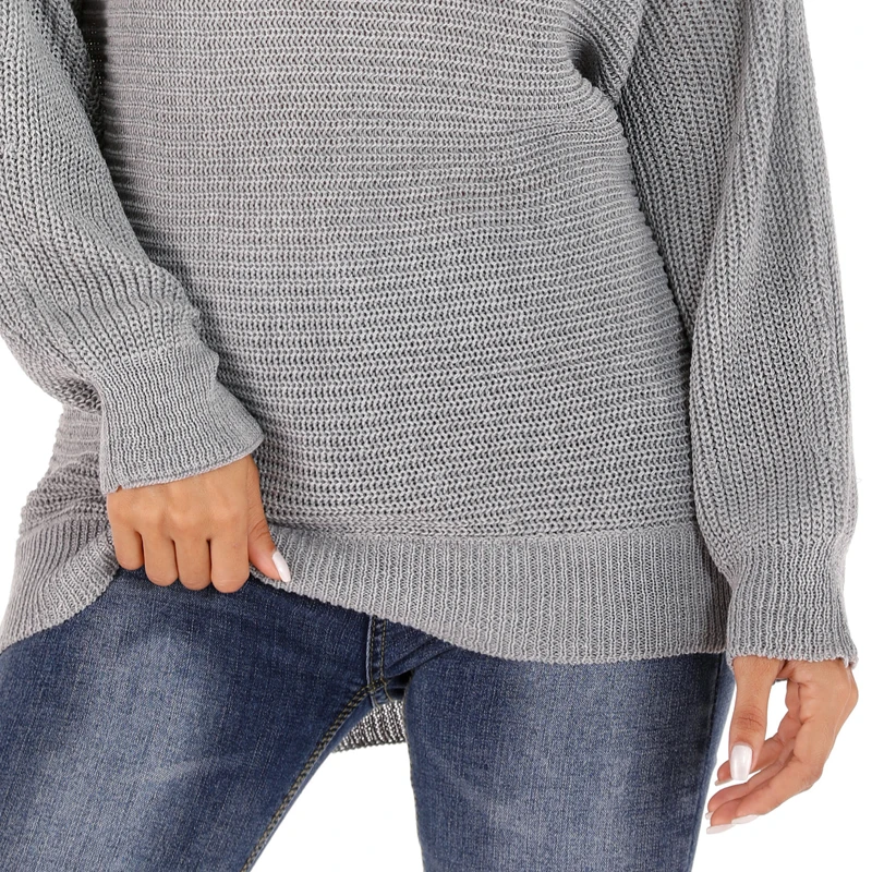 Женский вязаный пуловер PGSD однотонный с рукавами летучая мышь вырезом лодочкой