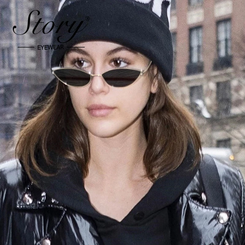 История 2018 модные маленькие кошачий глаз 90S солнцезащитные очки винтажные Ретро