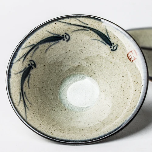 

Porcelain 9cm Fish Lotus Tea Cup Ceramic Teaset Chinese Hand Painted Coarse Pottery Kung Fu Teaware Retro Style Teacup