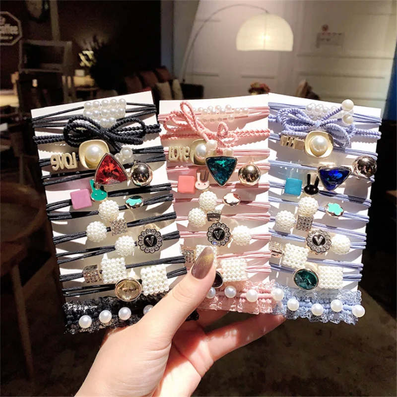 

Simple Artificial Pearl Small Fresh Hair Rope Hair Tie Hair Rubber Band Set Hair Rope Fashion Hair Accessories Wholesale