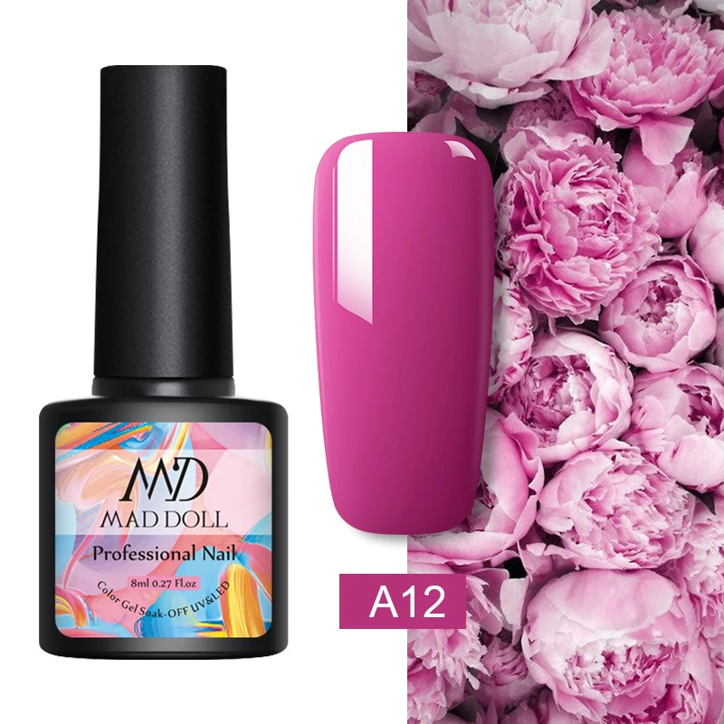 A12 MAD DOLL, 8 мл, гель для ногтей, цветной, для осени и зимы, серия, замачивается, УФ Гель-лак, Полупостоянный, для дизайна ногтей, сделай сам, клей, Гель-лак - Цвет: A12