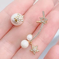 romantic star micro inlaid zircon earrings integrated earring water drop pearl charm exquisite luxury for lady wedding jewelry