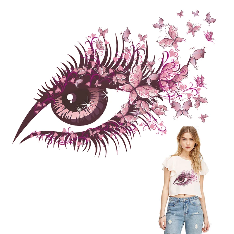 

Красивые художественные наклейки с изображением бабочек и глаз, нашивки на одежду, термоклейкие термонаклейки для одежды, термоклейкие наш...