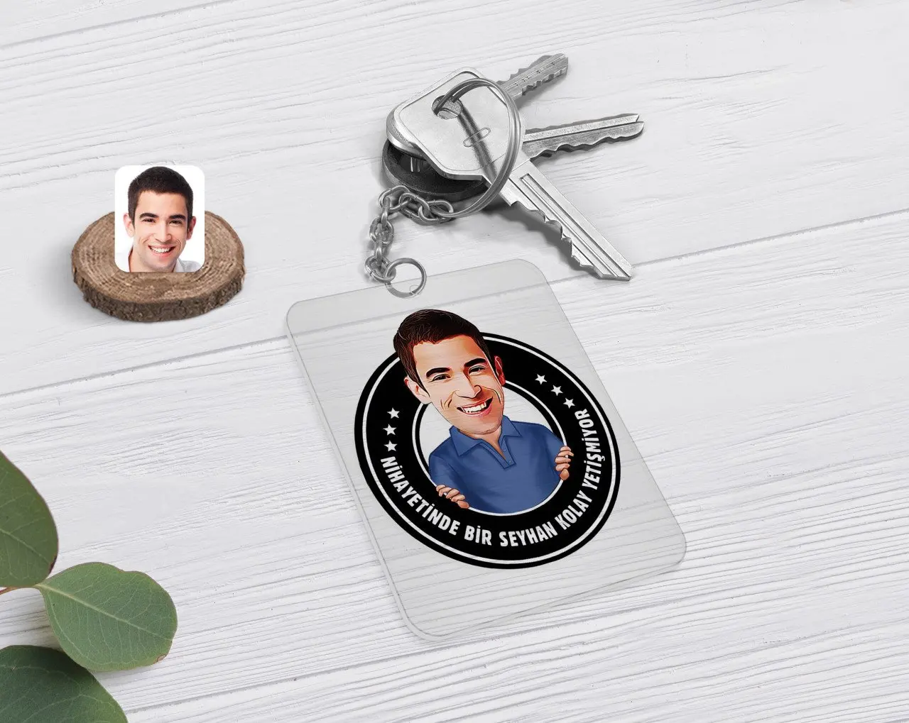 

Personalized Men 'S Easy Grow Caricature Of Transparent Plexiglass Anahtarlık-3