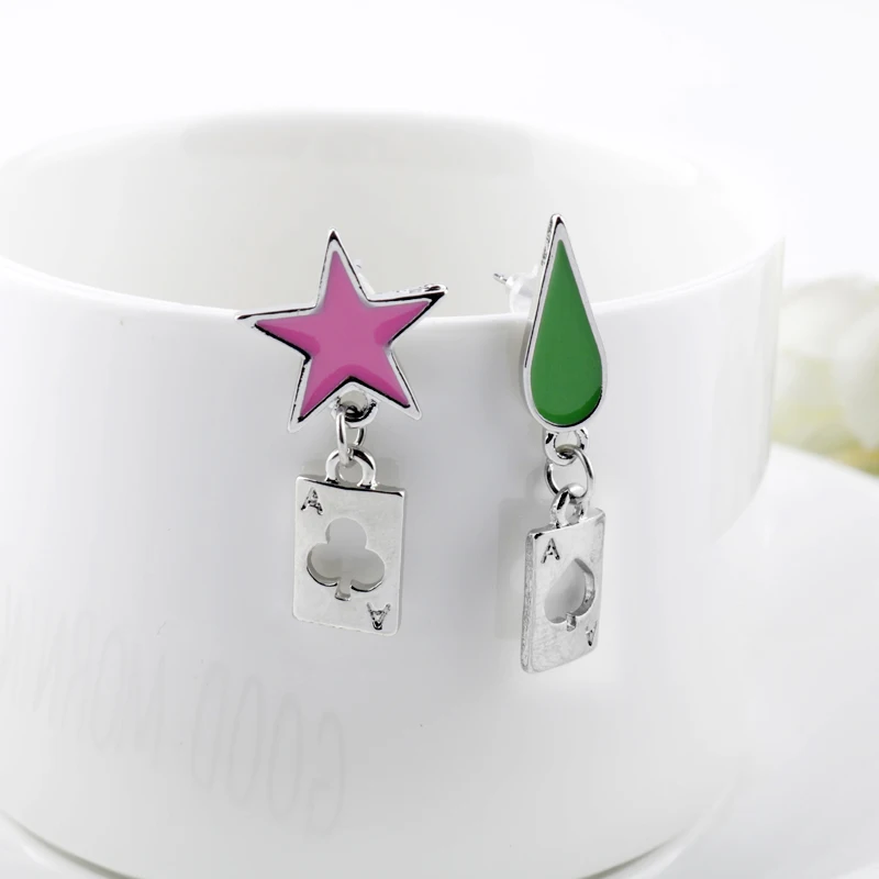 Косплей Аниме HUNTER x Hisoka КАПЛЕВИДНАЯ звезда покер металлические серьги висячие