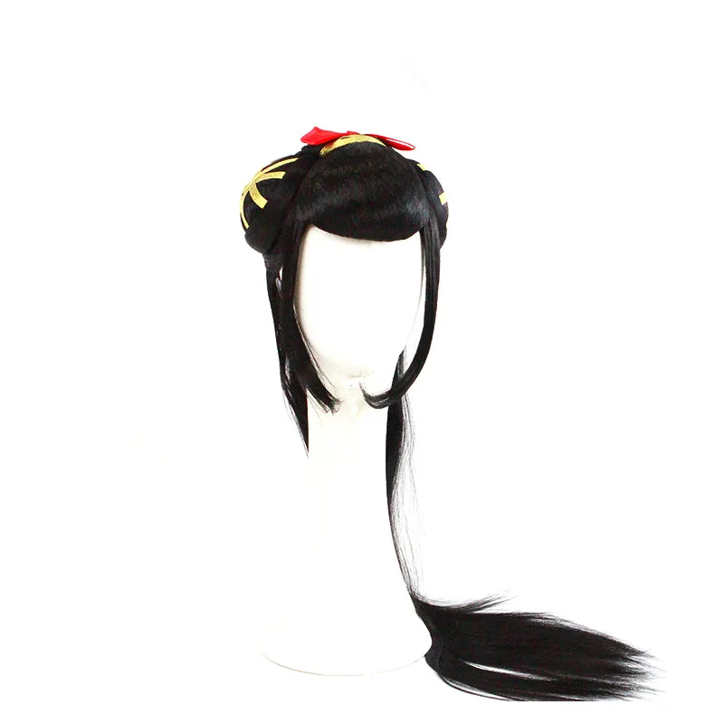 

Черные женские волосы hanfu для косплея, цельная принцесса, королева, волосы, антикварные Swordswoman, косплей, головной убор, Хэллоуин, аниме, коспл...