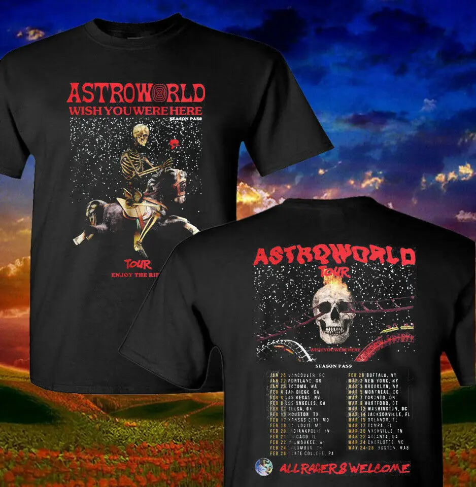 Футболка Astroworld 2019 Music World Tour Мужская черная футболка Размер S Xxl| |