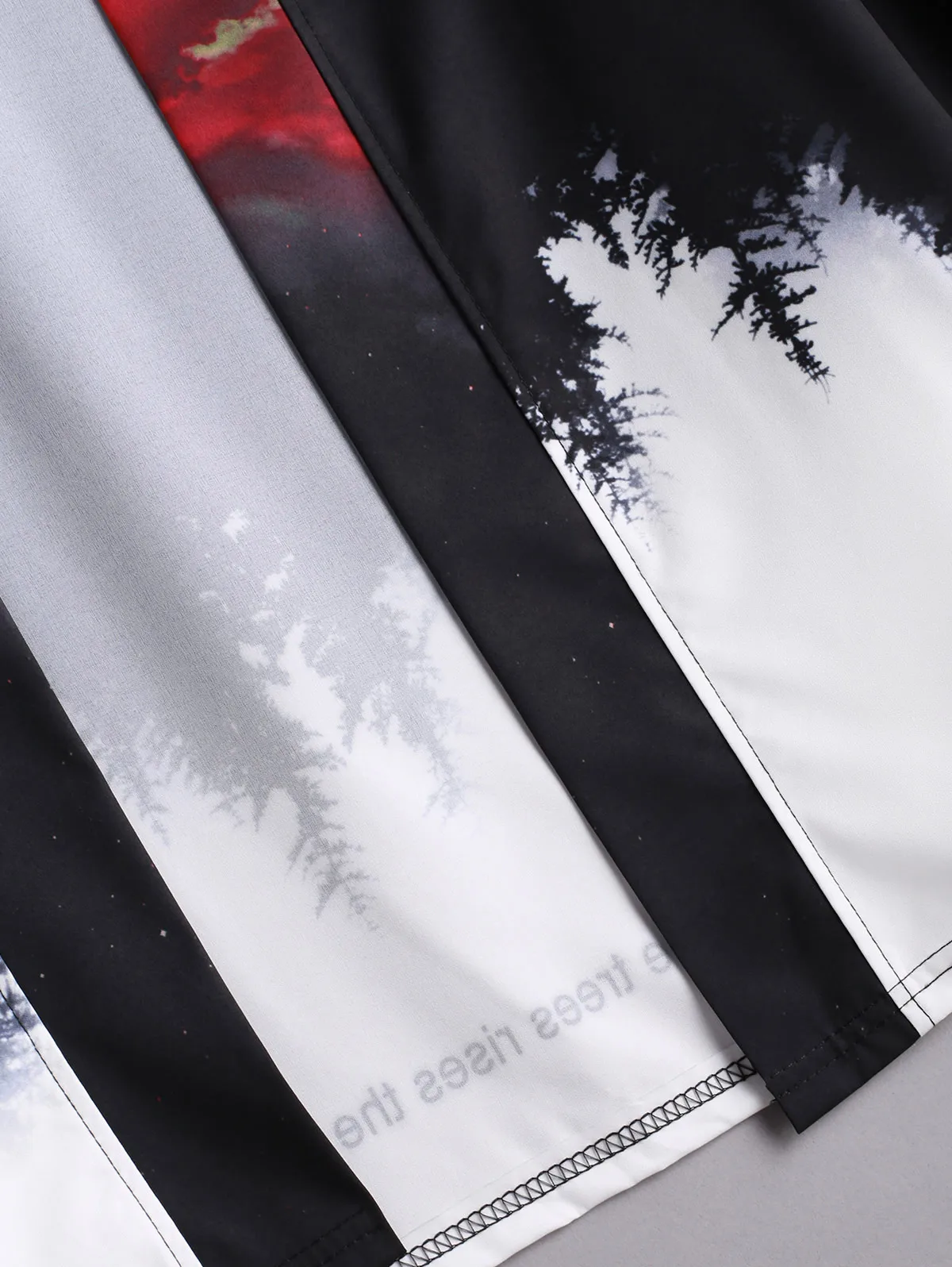 ZAFUL Rising Moon Through Tree Forest Print Casual Kimono Cardigan For Men Three Quarter Collarless Open Front Shirt | Мужская одежда