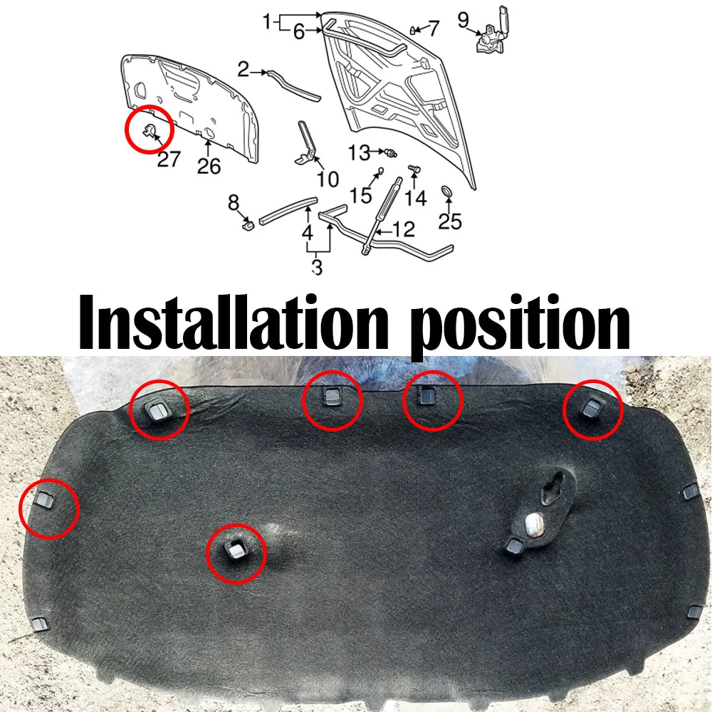 10x звукоизоляционный фиксатор капота для VW Scirocco Polo Golf EOS Seat Altea Cordoba Ibiza Leon Toledo Inca |
