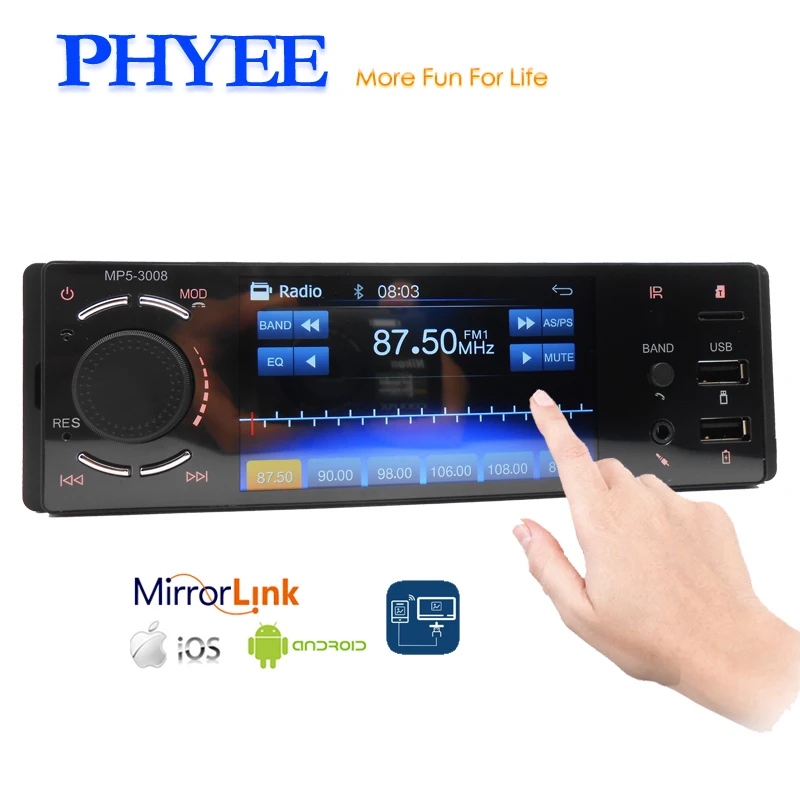 $245.69 PHYEE 1 Din Car Radio Mirror Link Bluetooth Handsfree 4