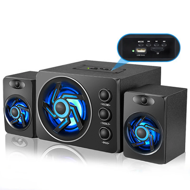 With Colorful LED Light Desktop Computer Speaker With Subwoofer Perfect 2.1 Gaming And Multimedia PC Speakers