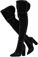2022 women faux suede studded over the knee high boots pointed toe cowgirl long booties sexy thin heels winter shoes women boots