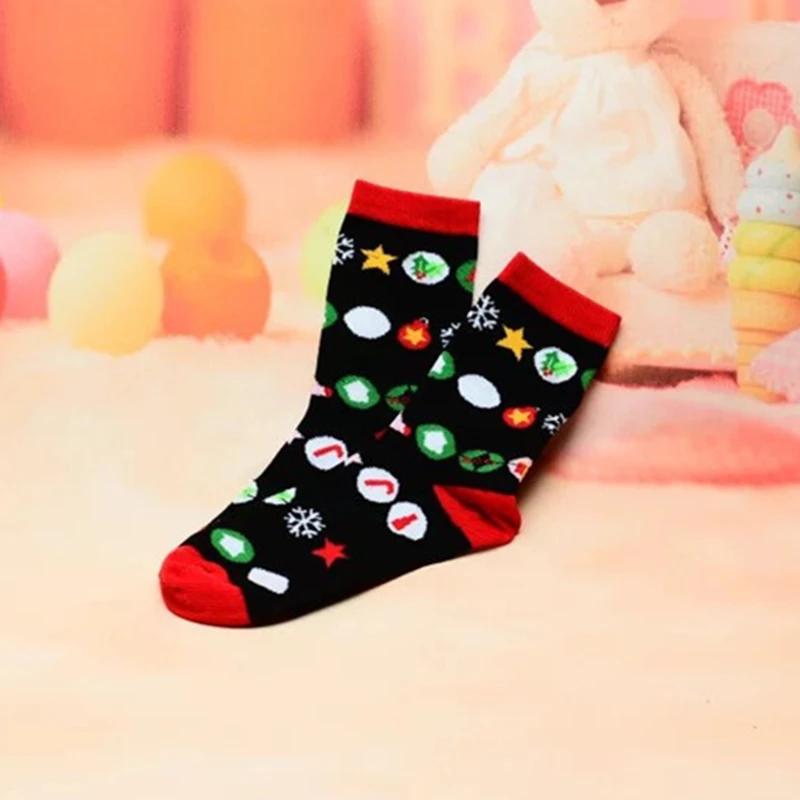 0145-Black dots Рождественский чулок Noel 1 пара хлопок Санта Клаус носки со снеговиком рождественские украшения для дома Рождественские подарки Новогодний подарок - Цвет: 0145-Black dots