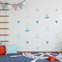 watercolor blue starfish sailing concise decals nursery wall art stickers pvc posters gift for boys bedroom removable home decor