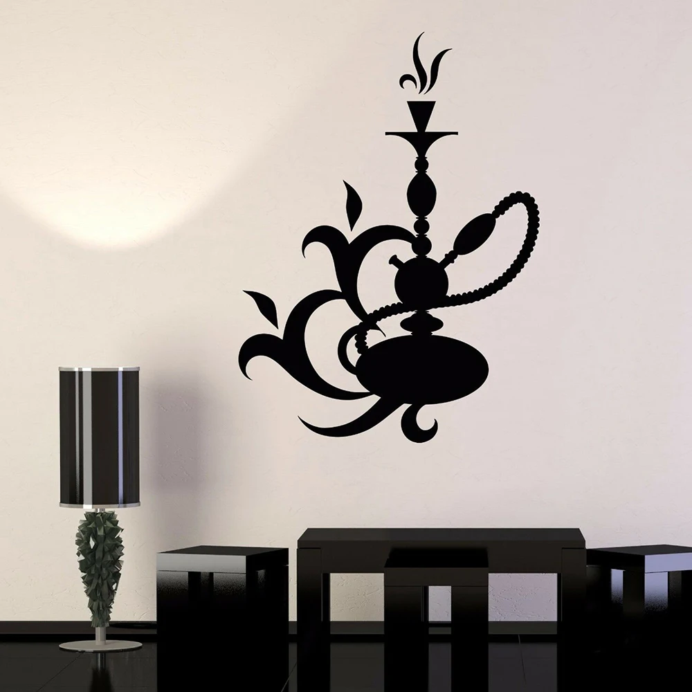 

Виниловая наклейка на стену, кальян, лаунж, арабский дым, бар, кальян, наклейки на стену, украшение для дома, гостиной, съемное искусство, Настенный декор C596