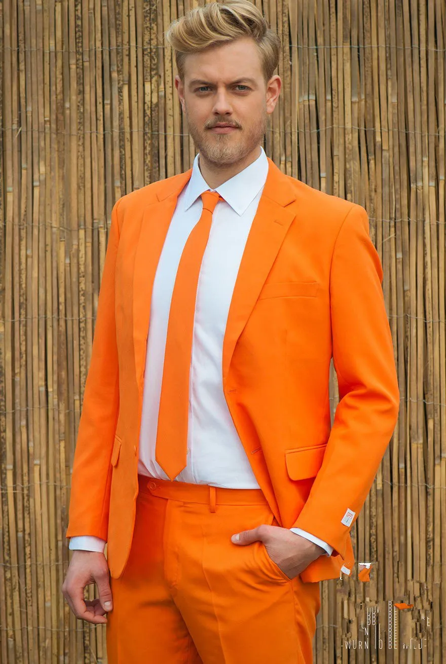 

Новейший дизайн пальто и брюк, оранжевый мужской костюм, облегающий смокинг из 2 предметов, индивидуальные модные костюмы для выпускного ве...