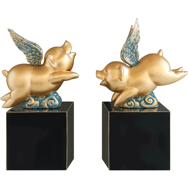 Китайская эпоксидная скульптура счастливой золотой свиньи FENGSHUI украшения для