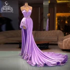 Новинка, светильник ые блестящие атласные вечерние платья, прозрачные вечерние платья с кристаллами и Preals, торжественное платье с глубоким вырезом