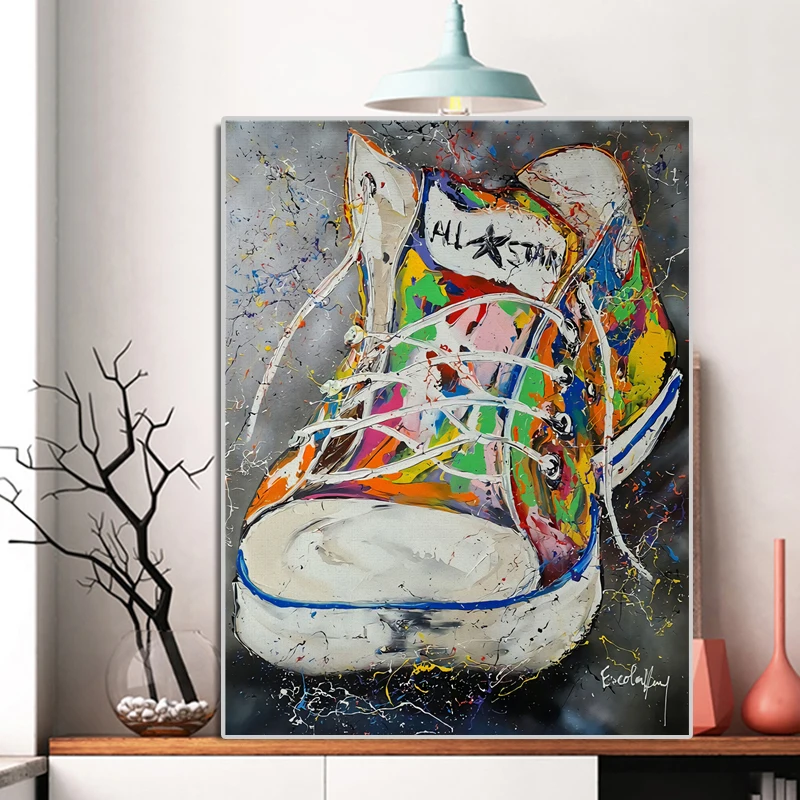 

Graffiti Artwork Sneakers Canvas Painting Posters and Prints Pop Street Art Sport Shoes Wall Pictures for Home Living Room Decor