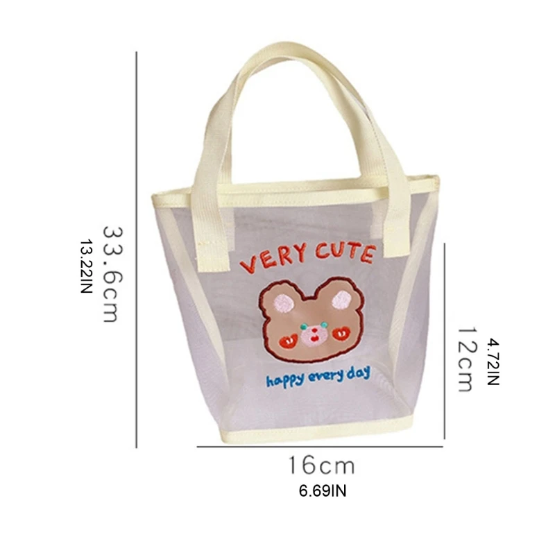

Women Simple Cute Bear Transparent Mesh Makeup Bag Summer Swimming Outdoor Travel Beach bags