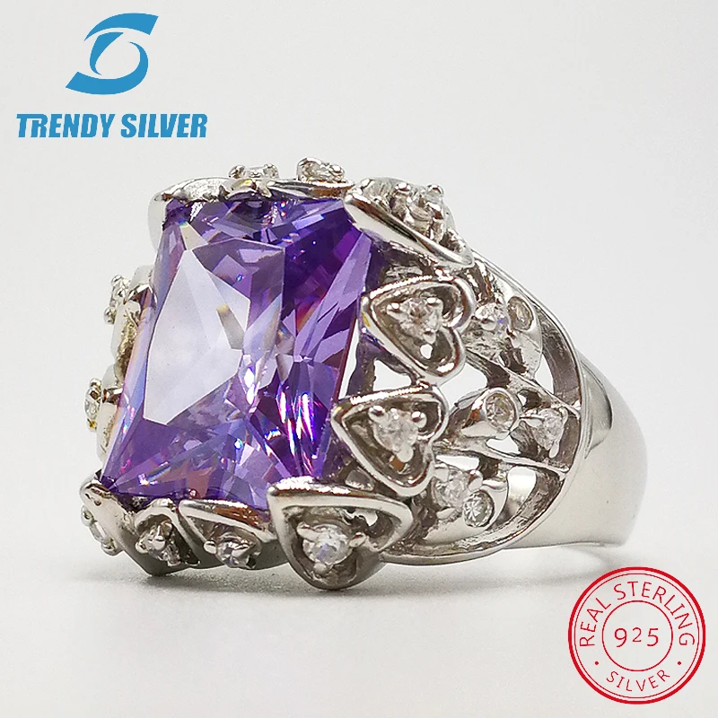 

vintage rings silver real 925 sterling jewelry for women rose gold with stone zircon solid elegant