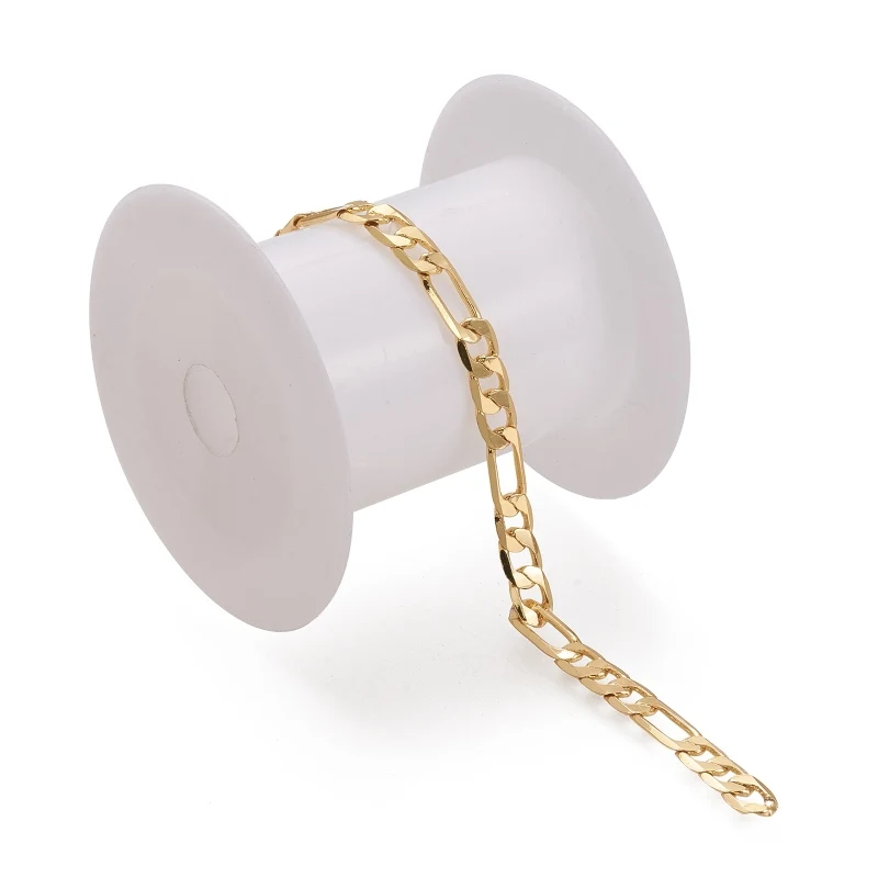 5m/roll 5.5mm wide Brass Curb Chains Figaro Chains Soldered Link Chain for Jewelry Making DIY Bracelet Necklace Accessories