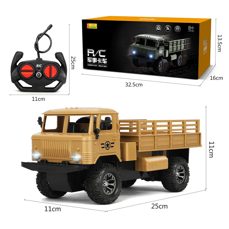 

1:16 4D War Series Model 4WD RC Car With Led Lights 2.4G Radio Remote Control Cars Military Transport Truck Toys for Children