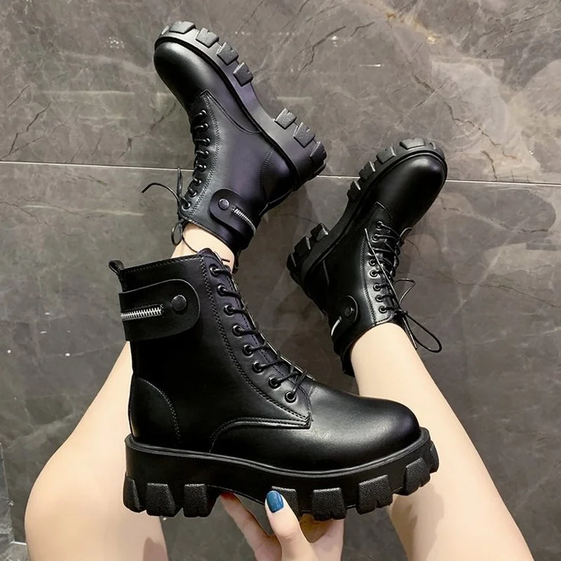 

2021 Fashion Winter Women Boots Warmth Platform Ankle Boots Women Casual Booties Round Toe Women's Shoes Botas Mujer