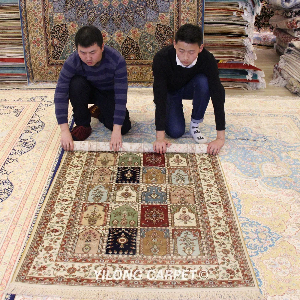 

Yilong 3,5 'x 6' персидские ковры ручной работы с узлом, турецкий античный Шелковый коврик (YXR200B)