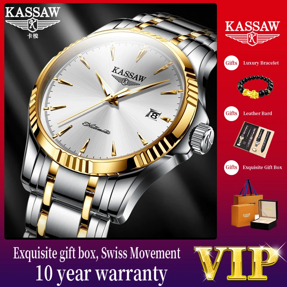 

KASSAW Men Mechanical Watch Luxury Automatic Watch Stianless Steel Sapphire Waterproof Sports Wristwatch Montre homme