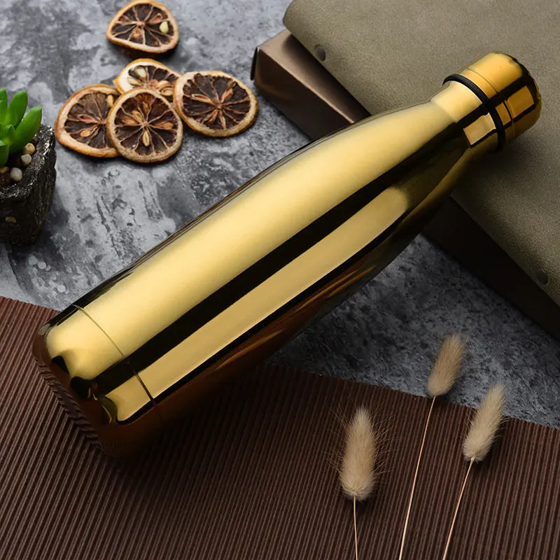 

Stainless Steel Water Bottle Insulated Vacuum Flask Thermos Protein Shaker Rose Gold Drink Bottle For Water Sport Cup Coffee Mug