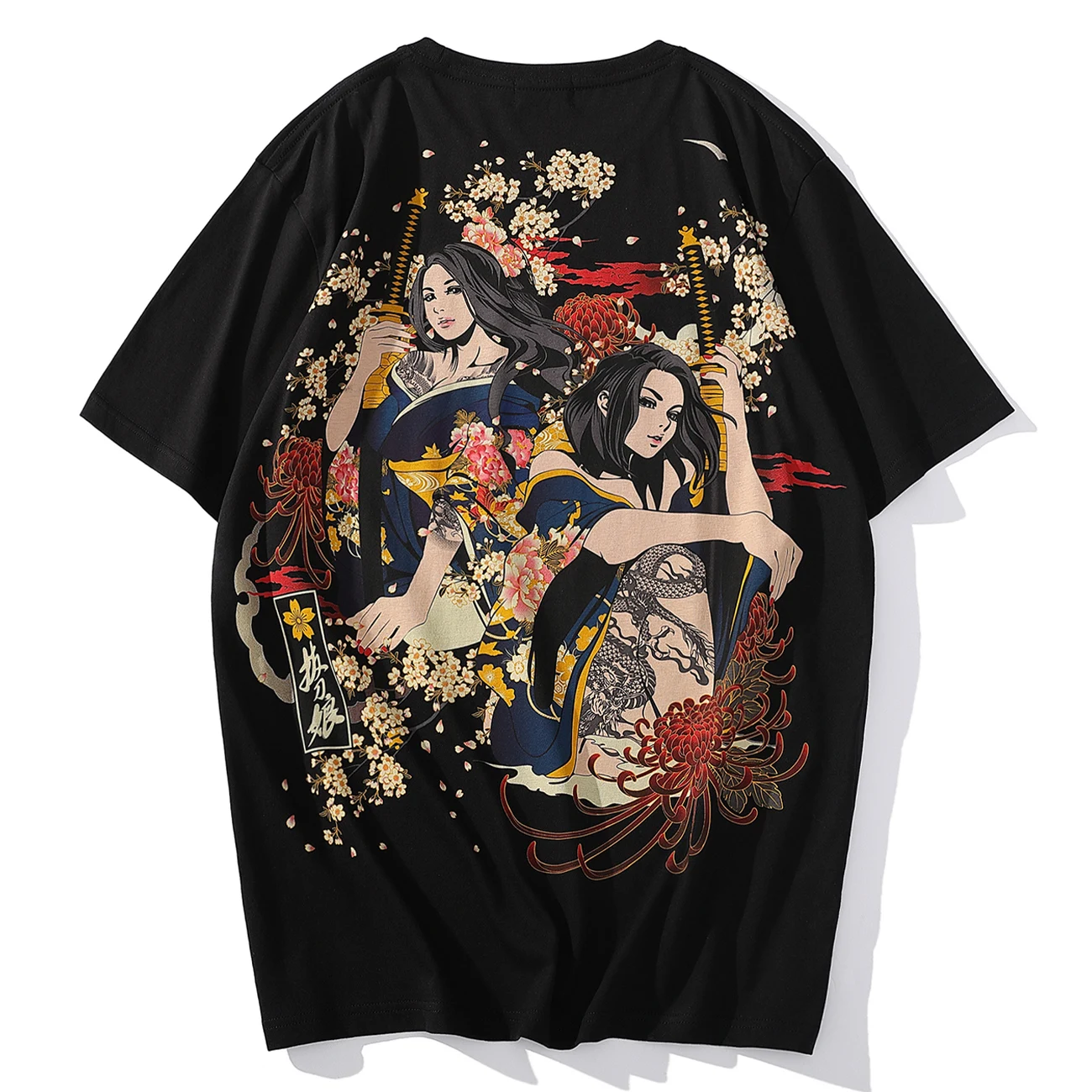 

Футболка LACIBLE 2021 для мужчин, уличная одежда, футболка с принтом японского воина для женщин, хлопковая повседневная черная футболка в стиле х...