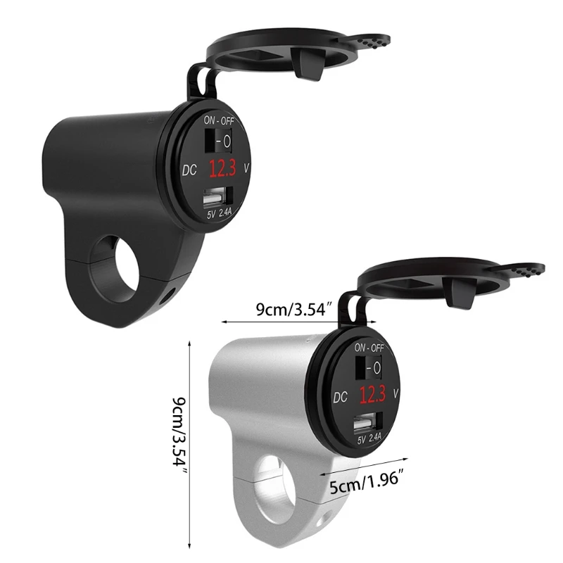 

Aluminum Alloy Car Charger Socket With Digital Voltmeter for Motorcycle Car Marine Boat