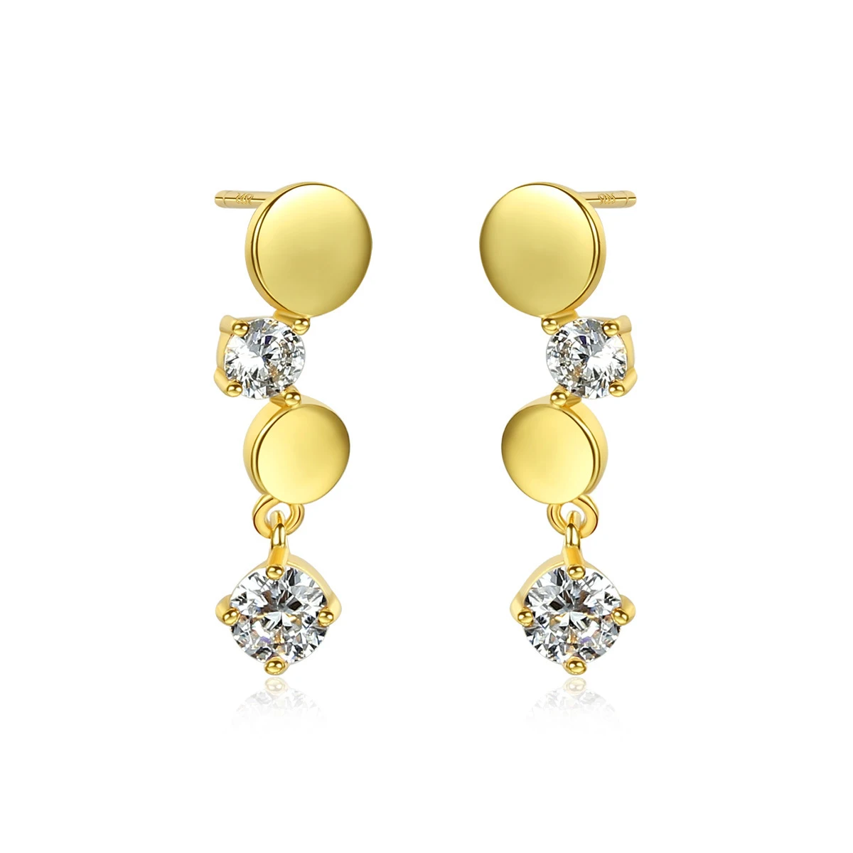 

MetJakt S925 Sterling Silver Plated 18K Simple Cute Zircon Set Women's Ear Studs