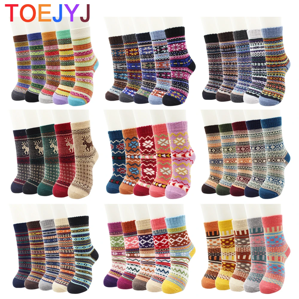 5 пар повседневные женские шерстяные носки теплые Термальность Утепленные