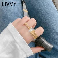 livvy gold color cross chain rings for women double chain vintage handmade engagement jewelry party gifts