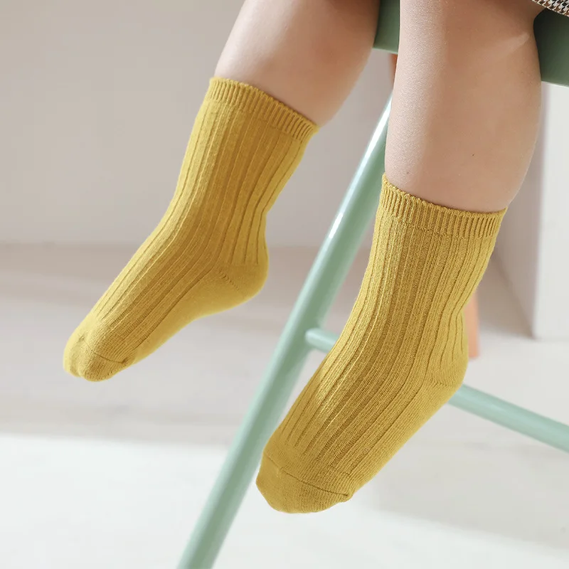 Calcetines acanalados de algod&oacute;n para beb&eacute;, medias de Color s&oacute;lido para ni&ntilde;o, ni&ntilde;o y ni&ntilde;a, de invierno, productos baratos, novedad-2