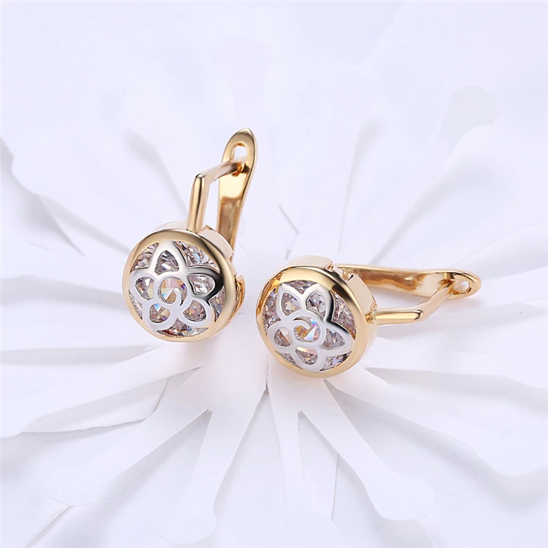 

DOTEFFIL 925 Sterling Silver AAA Zircon 18K Gold Hollow Flowers Earrings Fashion Woman Wedding Engagement Party Gift Jewelry