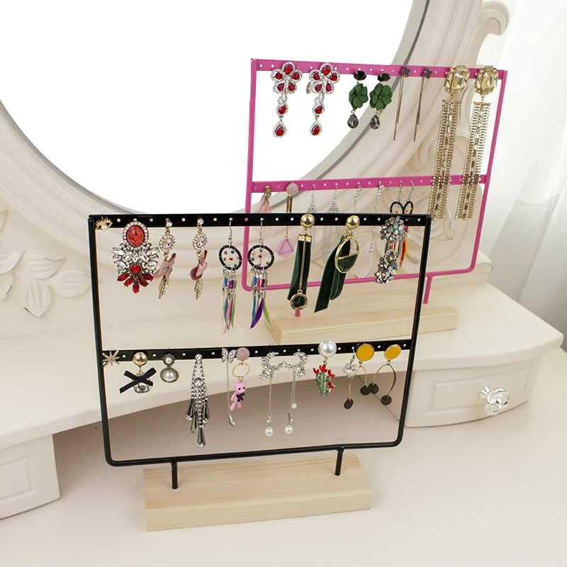 Металлическая/деревянная стойка для хранения сережек двухъярусный стоячий