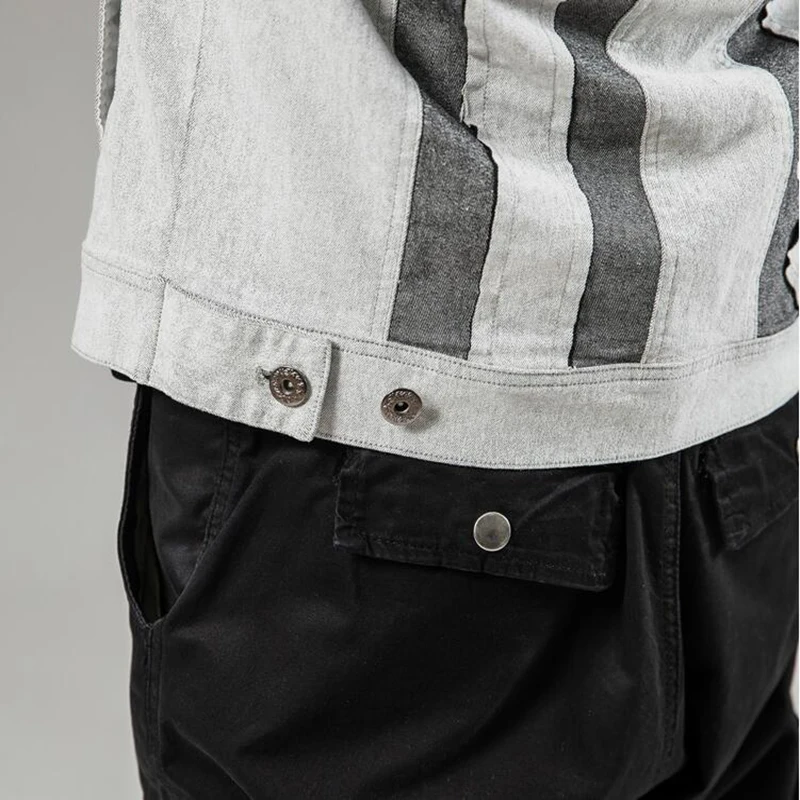 

Fall 2021 Men's Stretch Denim Patchwork Jacket Jacket Men's Fashion Fashion Solid Color Denim Jacket
