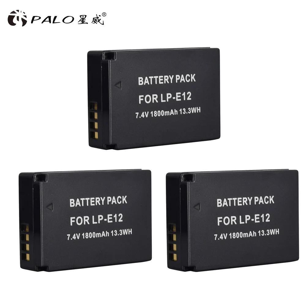 3pcs battery 4 шт. 1800 мАч LP-E12 LP E12 LPE12 литий-ионный аккумулятор+ ЖК-USB двойное зарядное устройство для Canon EOS M50 M10 M M100 100D Kiss X7 Rebel SL1 камера - Цвет: 3pcs battery