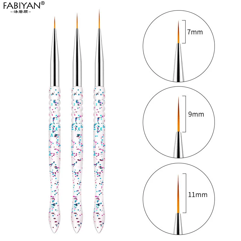 

3 шт., кисти для маникюра, 7/9/11 мм