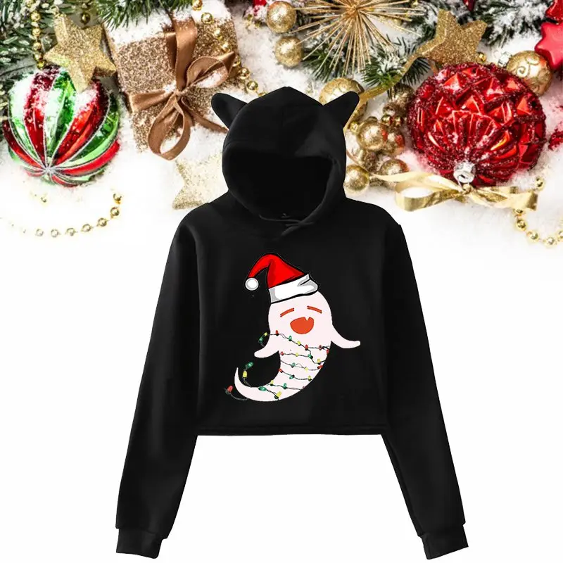 

Genshin Impact Christmas Sweatshirts Kawaii Ghost Printed Hoodie Fashion Harajuku Christmas Hoodies Casual Long Sleeve Crop Tops
