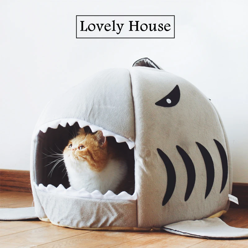 Лучшее качество Акула теплый собачий домик для кошек домашних питомцев котенка