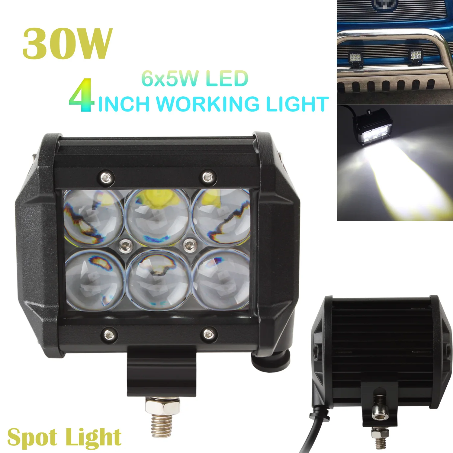 

4 Inch Vehicle 30W 2550LM 4WDLED Work Spot Light Bar White Light 6000K 6 Leds 4WD ATV Off-road SUV Driving Lamp For Car Vehicle