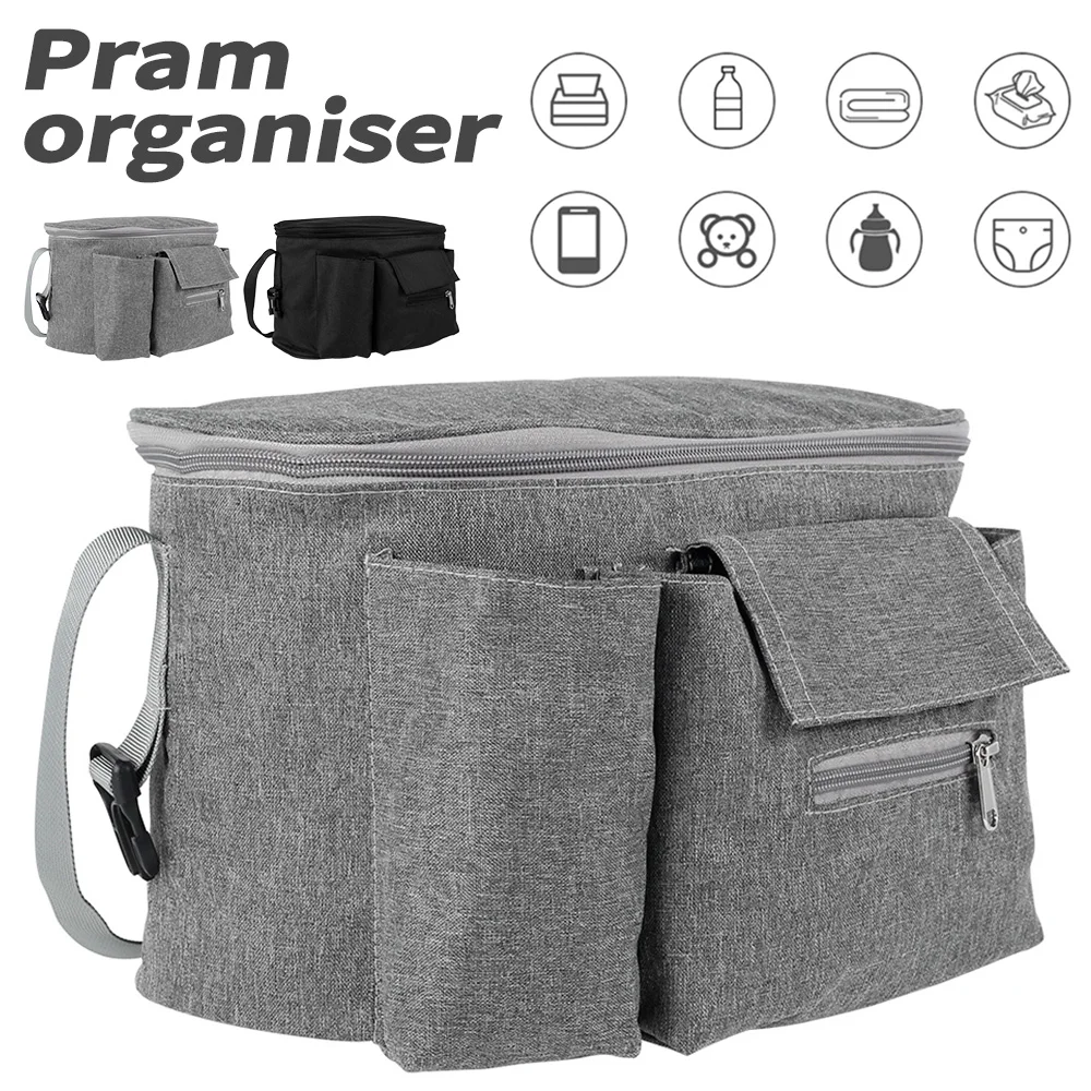 Органайзер для детской коляски вместительный держатель бутылки и чашки сумка